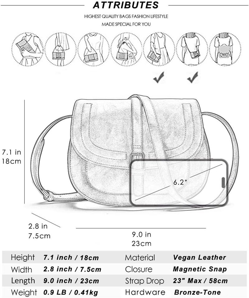 AFKOMST Crossbody Bags for Women,Small Saddle Purse and Boho Cross Body Handbags,Vegan Leather - Image 4